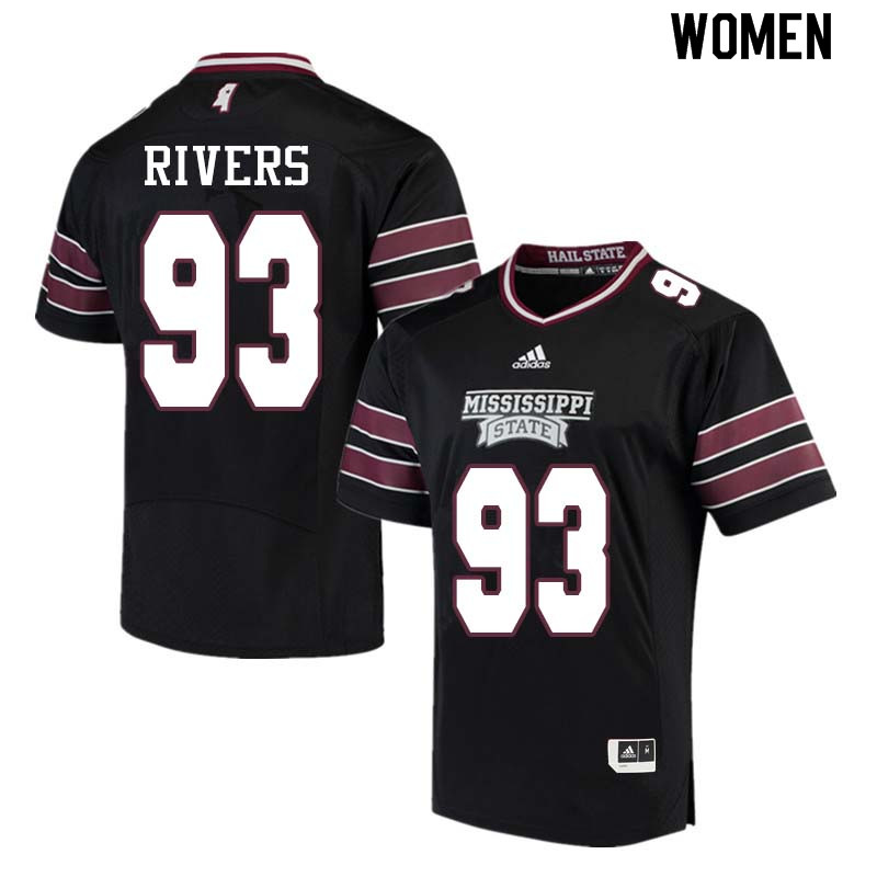 Women #93 Chauncey Rivers Mississippi State Bulldogs College Football Jerseys Sale-Black - Click Image to Close